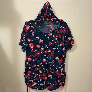 Lane Bryant Womens Size 18/20 Multicolor Short Sleeve Hooded Pocketed Top GUC
